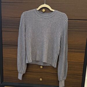 Iorane Lurex Metallic Knit Gray/Silver Ribbed Sweater